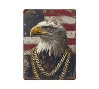 POLIUAWS American Bald Eagle Décoration Murale En Fer Forgé, Panneau En Métal, Pour Salon, Chambre, Salle De Jeux, Bureau, Garage15.7 x11.8