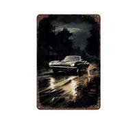 POLIUAWS American Car Noir Style Affiche Rétro En Métal, Plaque Décorative Chic, Peinture Sur Fer Rétro Pour Intérieur/extérieur, Style Ferme11.8 x7.9