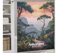POLIUAWS Ankarana National Park Madagascar Illustration Rideau De Douche Imperméable en Polyester Doux pour Salle De Bain Ou Chambre Humide 69.69x70.87Inch（177x180cm）