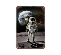 POLIUAWS Apollo 11 Earth Portrait Décoration Murale Rétro En Métal, Panneau En Métal Pour Intérieur/extérieur, Style Ferme 11.8"x7.9"