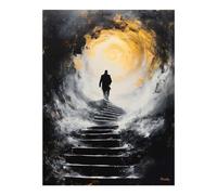 POLIUAWS Ascension vers la lumière - Voyage mystique vers l'inconnu, kit de broderie diamant, loisirs créatifs, art du diamant pour adultes, décoration murale, détente et divertissement, 30 x 40 cm