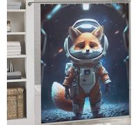 POLIUAWS Astronaut Space Fox Tissu 100% Polyester Lavable, Moderne Et Déperlant, Idéal pour La Décoration De La Maison, De La Salle De Bain Et des Hôtels. 69.69x70.87Inch（177x180cm）