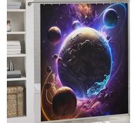 POLIUAWS Beyond The Galaxies Ensemble De Décoration De Salle De Bain Moderne Et Élégant en Tissu Lavable pour Baignoire Et Cabine De Douche 69.69x70.87Inch（177x180cm）