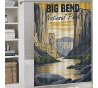 POLIUAWS Big Bend National Park Tissu Imperméable Lavable en Polyester Moderne Déperlant pour Cabines Et Baignoires 64.17x70.87Inch（163x180cm）