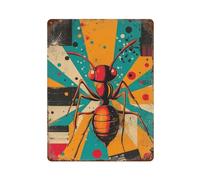 POLIUAWS Bold Geometric Ant Print Unique Insect Art for Modern Homes Ant Illustration Décoration Murale Pour Bar, Affiche En Métal, Plaque Murale En Métal Pour Garages Et Hommes15.7 x11.8