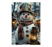 POLIUAWS Bonhomme de neige charmant avec lanterne, peinture diamant 5D à faire soi-même, art cristallin avec diamants, kits d'art diamant pour adultes, loisirs créatifs, 20 x 30 cm