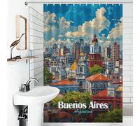 POLIUAWS Buenos Aires Cityscape Rideaux De Bain Décoratifs Lavables Et Élégants pour La Maison, pour Enfants, Femmes Et Hommes 46.85x70.87Inch（119x180cm）