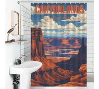 POLIUAWS Canyonlands National Park Tissu Imperméable Lavable en Polyester Moderne Déperlant pour Salle De Bain avec Crochets 46.85x70.87Inch（119x180cm）