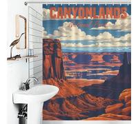 POLIUAWS Canyonlands National Park Tissu Imperméable Lavable en Polyester Moderne Déperlant pour Salle De Bain avec Crochets 53.54x70.87Inch（136x180cm）