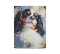 POLIUAWS Cavalier King Charles Span Plaques Métalliques Humoristiques Pour Bureau, Garage, Bar, Café, Pub15.7"x11.8"