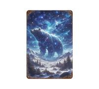 POLIUAWS Celestial Bear Panneaux Métalliques Vintage - Décoration Murale - Plaques En Étain - Cafés, Pubs, Clubs, Salons, Bars, Cuisines, Balcons11.8 x7.9