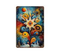 POLIUAWS Celestial Snowflower - Abstract Christmas Star Art Plaque En Métal Vintage, Affiche Rétro Pour Pub, Club, Café, Bar, Décoration Murale Pour La Maison, Style Rétro11.8"x7.9"