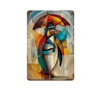POLIUAWS Charming Penguin - Cubist Dandy in The Rain Plaque En Métal Vintage, Affiche Rétro Pour Pub, Club, Café, Bar, Décoration Murale Pour La Maison, Style Rétro11.8"x7.9"
