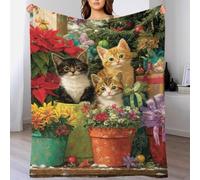 POLIUAWS Chatons de Noël en Pots - Couverture personnalisée avec Photo pour Papa, Offerte par sa Fille ou Son Petit ami, 100 x 130 cm (40 x 50 Pouces)