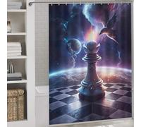 POLIUAWS Chess Bishop in Space Polyester Épais Et Durable, Polyester Moderne Déperlant pour Salle De Bain/dortoir 64.17x70.87Inch（163x180cm）