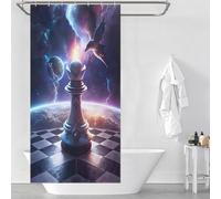 POLIUAWS Chess Bishop in Space Rideaux De Bain Décoratifs Épais Et Résistants en Polyester pour Caravane 35.43x70.87Inch（90x180cm）