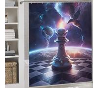 POLIUAWS Chess Bishop in Space Rideaux De Salle De Bain Lavables Et Élégants pour La Maison Au Quotidien, Style Art Moderne, pour Caravane 69.69x70.87Inch（177x180cm）