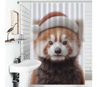 POLIUAWS Christmas Red Panda with Santa Hat Rideaux De Salle De Bain Lavables Et Élégants pour La Maison Au Quotidien, Style Art Moderne, pour Caravane 46.85x70.87Inch（119x180cm）