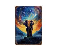 POLIUAWS Cosmic Elephant Plaque Murale Vintage En Métal, Affiche, Poster, Décoration Pour Café, Pubs, Clubs, Salon, Bars, Cuisine, Balcon11.8 x7.9