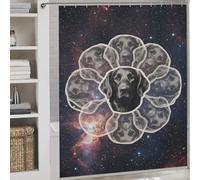 POLIUAWS Cosmic Flat-Coated Retriever Ensemble De Décoration De Salle De Bain Moderne Et Élégant en Tissu Lavable pour Douche Et Salle d'eau 69.69x70.87Inch（177x180cm）