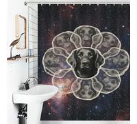 POLIUAWS Cosmic Flat-Coated Retriever Rideau De Douche D'hôtel Élégant, Lavable Et en Tissu Doux pour Baignoire Et Cabine De Douche 56.30x70.87Inch（143x180cm）
