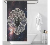 POLIUAWS Cosmic Flat-Coated Retriever Tissu Imperméable Lavable en Polyester Moderne Déperlant pour Baignoire Et Cabine De Douche 35.43x70.87Inch（90x180cm）