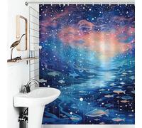 POLIUAWS Cosmic School of Fish Ensemble De Décoration De Salle De Bain Moderne en Polyester pour Baignoire Et Cabine De Douche 56.30x70.87Inch（143x180cm）