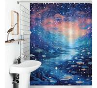 POLIUAWS Cosmic School of Fish Rideau De Douche D'hôtel en Tissu Doux, Imperméable Et Résistant À Séchage Rapide, pour Salle De Bain À Domicile, Motif Toile De Jouy 53.54x70.87Inch（136x180cm）