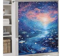 POLIUAWS Cosmic School of Fish Rideaux De Salle De Bain Lavables Et Élégants pour La Maison Au Quotidien, Style Art Moderne, pour Caravane 69.69x70.87Inch（177x180cm）