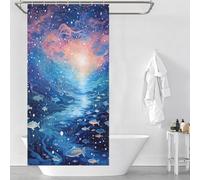 POLIUAWS Cosmic School of Fish Tissu 100% Polyester Lavable, Moderne Et Déperlant, Idéal pour La Décoration De La Maison, De La Salle De Bain Et des Hôtels. 35.43x70.87Inch（90x180cm）