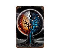 POLIUAWS Cosmic Tree of Fire And Ice Décoration Murale Imperméable En Fer Pour Bar, Café, Salle De Jeux, Garage Familial, Poster Mural11.8 x7.9