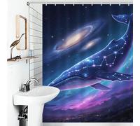 POLIUAWS Cosmic Whale Constellation in The Starry Galaxy Sky Rideaux De Bain Décoratifs Lavables Et Élégants pour Salle De Bain Ou Dortoir 64.17x70.87Inch（163x180cm）