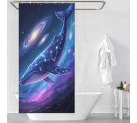 POLIUAWS Cosmic Whale Constellation in The Starry Galaxy Sky Rideaux De Douche Lavables Et Élégants pour La Maison, Style Toile De Jouy, Décor D'hôtel 35.43x70.87Inch（90x180cm）