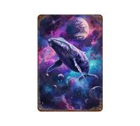 POLIUAWS Cosmic Whale Décoration Murale Imperméable En Fer Pour Bar, Café, Salle De Jeux, Garage Familial, Poster Mural11.8 x7.9