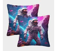 POLIUAWS Coussin Astronaute Requin dans l'espace, Housse de Coussin Pas Cher pour Canapé Lit Décoration Maison Patio Luxe Standard Grande Housse de Coussin 45x45cm
