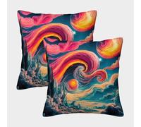 POLIUAWS Coussin décoratif « Paint to The Pink World » pour Cheveux et Peau, taie d'oreiller Anti-Rides 40x40cm