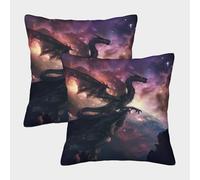 POLIUAWS Coussins carrés Space Dragon on The Edge pour canapé et Fauteuil d'extérieur, taies d'oreiller Douces et soyeuses, Lot de 2, 50 x 50 cm