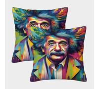 POLIUAWS Coussins décoratifs Abstraits Einstein pour la fête des mères, Un Anniversaire, taies d'oreiller Standard de Luxe, Lot de 2, 45 x 45 cm