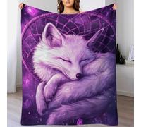 POLIUAWS Couverture Attrape-rêves Renard Violet, Impression 3D, Peluche Douce et Moelleuse, idéale pour Les Voyages et Les Quatre Saisons. Couverture Polaire Ultra Douce et Chaude, 150 x 200 cm.