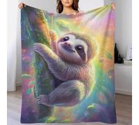 POLIUAWS Couverture de Luxe pour Fille avec Un Adorable Paresseux dans Un Arbre Fantastique, idéale pour canapé, lit ou comme jeté de lit pour Petit ami, 150 x 200 cm (60 x 80 Pouces).