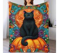 POLIUAWS Couverture d'hôpital de Luxe avec Motif Chat coloré pour Halloween, idéale pour Une Fille, à Utiliser sur Un canapé ou Un lit. Couverture pour Petit ami, 127 x 152 cm (50 x 60 Pouces).
