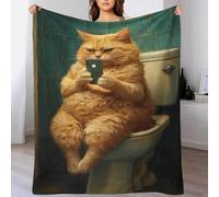 POLIUAWS Couverture Douce et Moelleuse à Selfie Grumpy Cat, Cadeau d'anniversaire personnalisé pour Grand-mère, 150 x 200 cm (60 x 80 Pouces)