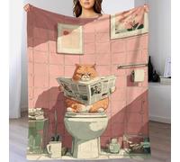 POLIUAWS Couverture Douce et Moelleuse « Chat lisant Le Journal » - 1 Grande Couverture Lavable et Confortable, idéale pour Le Camping (180 x 200 cm) Offerte par Une Fille à Une Maman.