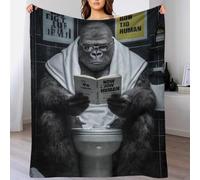 POLIUAWS Couverture Douillette épaisse et personnalisée « Comment Devenir Humain » avec Un Gorille en Train de Lire, idéale pour Le canapé, 180 x 200 cm (70 x 80 Pouces) pour Papa.