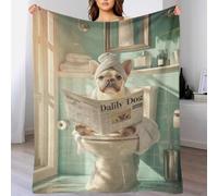 POLIUAWS Couverture Douillette pour lit avec Motif Chien lisant Le Journal, Ultra Douce et Confortable, idéale pour Un Cadeau Douillet pour Grand-mère, 127 x 152 cm (50 x 60 Pouces).