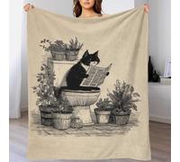 POLIUAWS Couverture en Flanelle Polaire imprimée en 3D avec Un Chat lisant Le Journal. Couverture Tendance, Douce, Confortable, Chaude et Moelleuse, 100 x 130 cm (40 x 50 Pouces).
