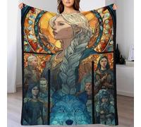 POLIUAWS Couverture en Flanelle Saga Vitrail, Couverture Polaire Douce et Moelleuse pour canapé, en Microfibre Ultra Douce et Chaude imprimée en 3D, pour Adultes, 100 x 130 cm (40 x 50 Pouces)
