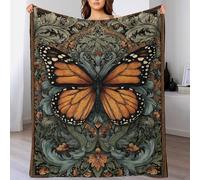 POLIUAWS Couverture imprimée Papillon monarque pour Femme, jeté de Luxe, Grande Taille, pour canapé, Cadeau personnalisé de Noël ou d'anniversaire, 150 x 200 cm (60 x 80 Pouces)