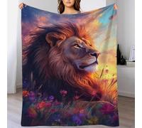 POLIUAWS Couverture Lion Majesty in Bloom-2 - Cadeau Photo personnalisé pour Papa, Offert par sa Fille, sa Voiture ou Son Petit ami - 100 x 130 cm (40 x 50 Pouces)