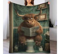 POLIUAWS Couverture Moelleuse et Douce à Motif Vache des Highlands lisant Le Journal, idéale pour Un Anniversaire, Un Mariage ou la Saint-Valentin. Dimensions : 127 x 152 cm (50 x 60 Pouces).